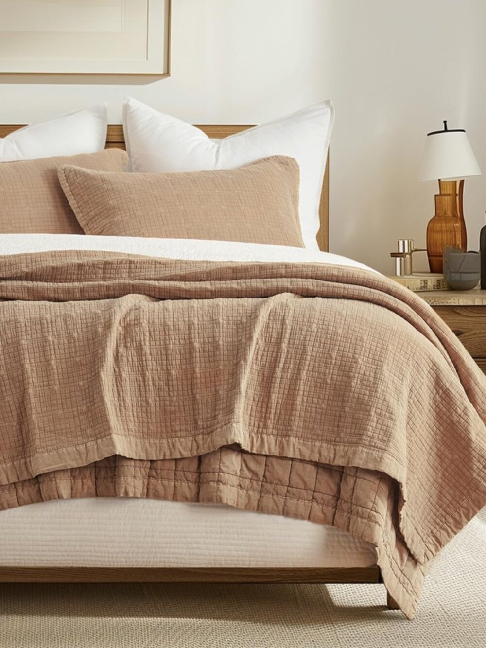 EVERGRACEHOME Stonewashed Cotton Quilt Set, King Size, Terracotta